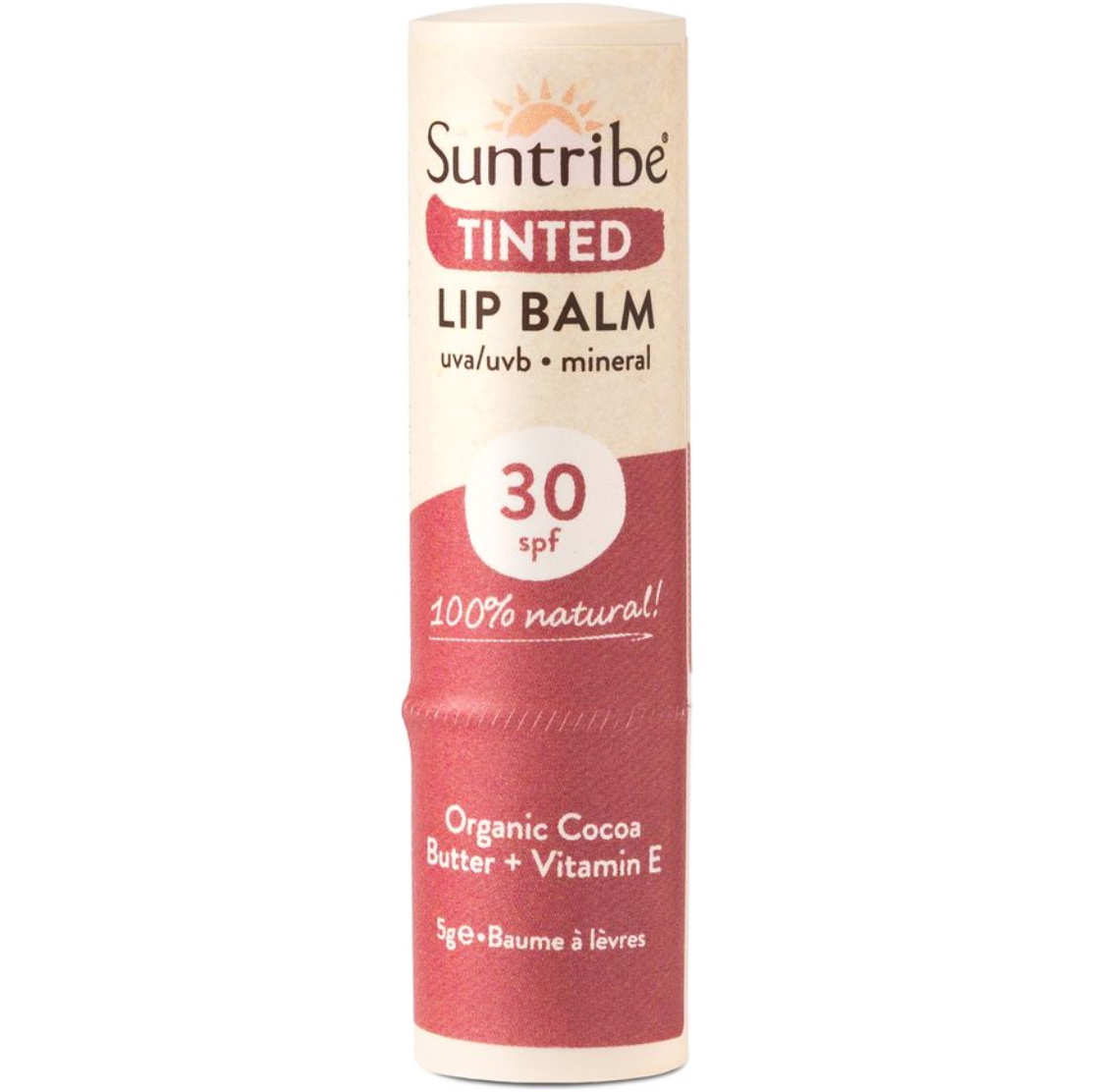 2026 Suntribe Organic Mineral Tinted Lip Balm SPF 30 STLBZT